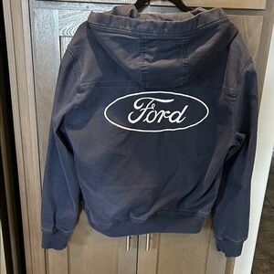 Hollister Navy Hoodie With Ford Embroidered White Logo NWT Vintage Look